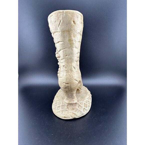 Vintage Ceramic Lace Up Boot with Floral Accents with Felt Bottom Unique - Picture 4 of 6